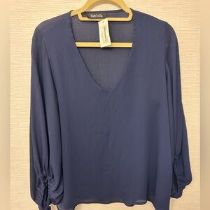 Fab'rik Deep Blue V-Neck Blouse